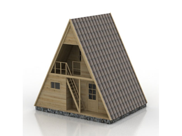 Free Triangle Wood House 3D model For Architecture 3Ds Max Model Download